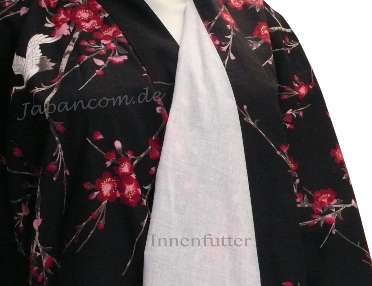 Kimono Bademantel Cherry Blossom schwarz gefüttert